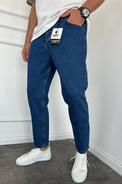 MADZEYMODA Boyfriend Mold Ανδρικό σκούρο μπλε τζιν παντελόνι KE-608