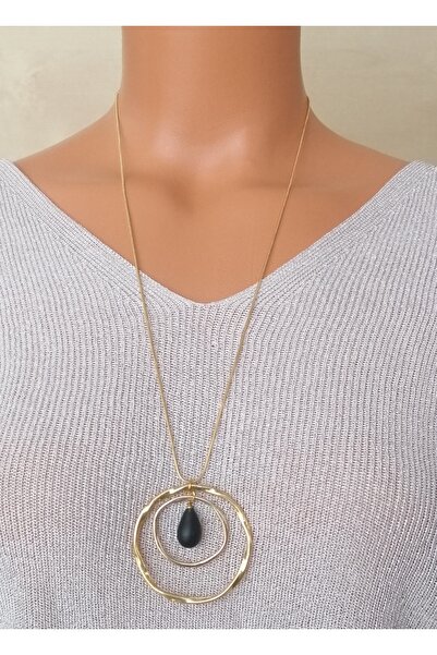 LemaStone Halka Cam altın kaplama uzun zincir