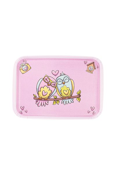 Tantitoni Melamin Owl Patterned 2-Piece Rectangular Non-Slip Table 34-41cm