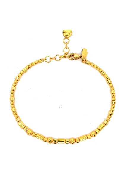 Altınöz Mücevherat Sıralı Dorika Top Ve İnce İle Kalın Silindir Dizili Şık Sarı Altın Bilezik