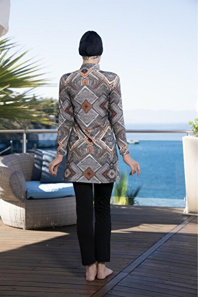 Estiva Μαγιό με ψηφιακή εκτύπωση Battal, Πλήρως καλυμμένο, Μεγάλο Μέγεθος, Τεσσεττίρ