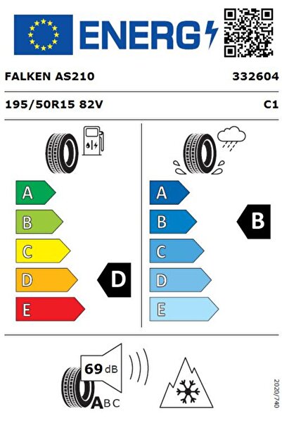 Falken 195/50 R15 TL 82V EUROALL SEASON AS210 Dört Mevsim Lastiği (Üretim Tarihi:2024)