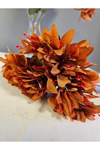 YAPAY ÇİÇEK DERYASI 5 Dallı KAHVERENGİ Çan Çiçeği 34cm El Buketi Vazo Aranjman Dekor Çiçeği 1 Adet