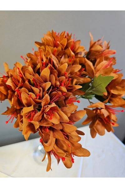 YAPAY ÇİÇEK DERYASI 5 Dallı KAHVERENGİ Çan Çiçeği 34cm El Buketi Vazo Aranjman Dekor Çiçeği 1 Adet