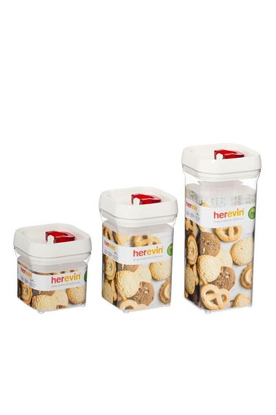 Herevin Three Size Plastic Storage Container Set White