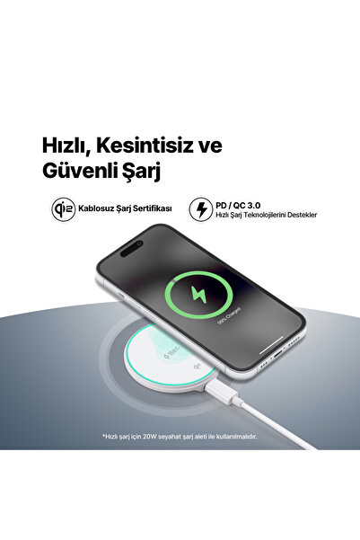 Ttec AirCharger M Pro Qi2/MagSafe Özellikli 15W iPhone/Android Kablosuz Hızlı Şarj Aleti