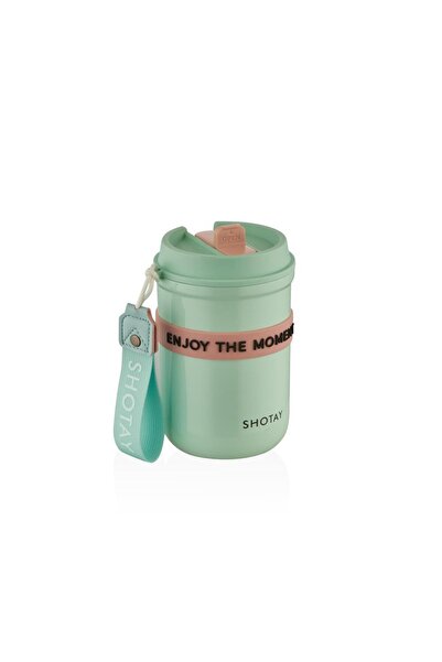 Shotay Strow Çelik Termos Mug 410ml Yeşil