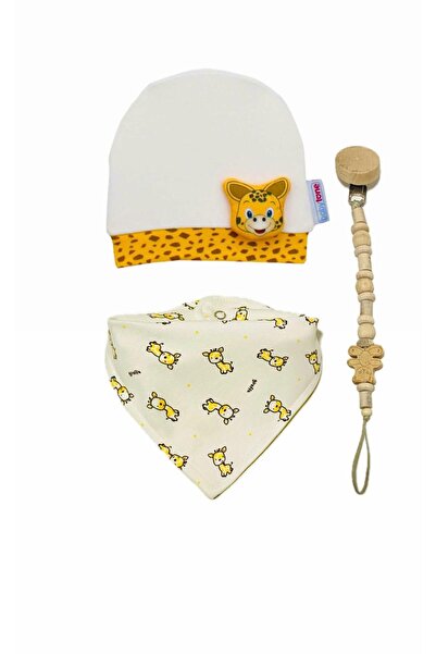 Lumos Trade Unisex Bebek % 100 Pamuk  Fular Mama Önlüğü Oyuncaklı Bere ve Ahş...