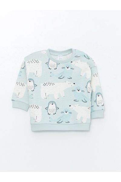 LC Waikiki Zweiteiliges Set aus Sweatshirt und Hose für Babys mit Rundhalsausschnitt