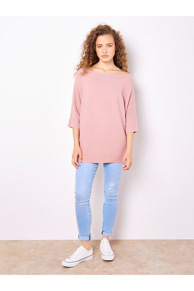 Apricot Batwing-Top aus Stretch-Strick
