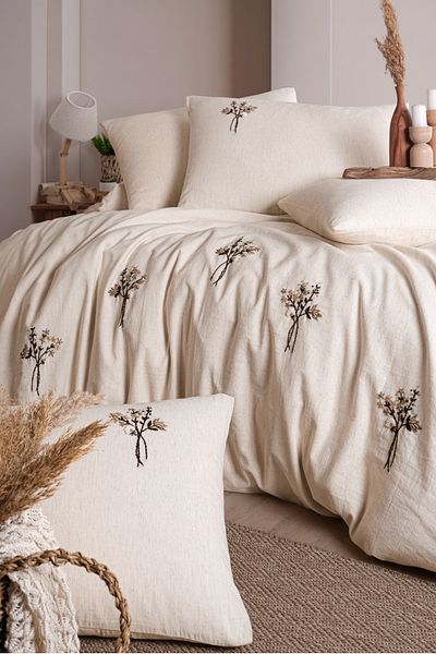 Unica Zühre Linen & Hand Embroidered Duvet Cover Set - 6 Pieces