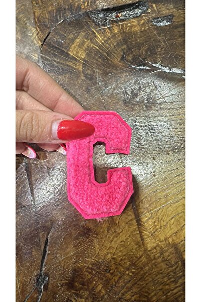Gönülden Tasarım PUNCH DOKUMA C HARFİ ARMA DİKİŞ APLİKE 6X3 CM Pembe