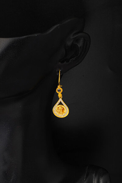 Zerince Osmanlı Tuğralı 14 Ayar Sallantılı Altın Küpe