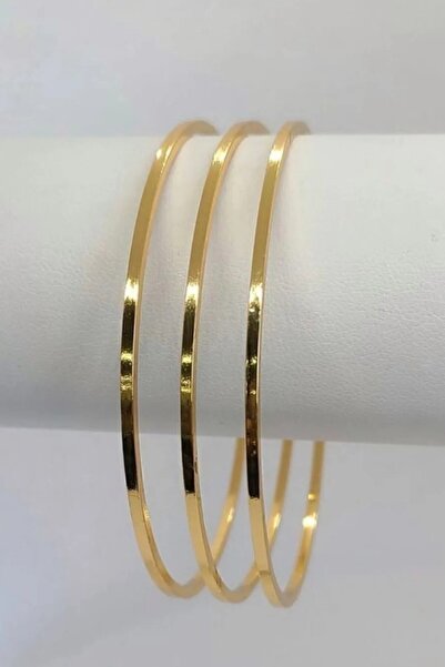 Takı Dükkanı Ajda 3lü İnce Paslanmaz Çelik Bilezik 14K Altın Kaplama bbb26