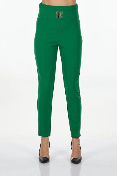 EXPLOSION Жіночі брюки з вузькими штанинами, звичайна талія, зелені 23142248