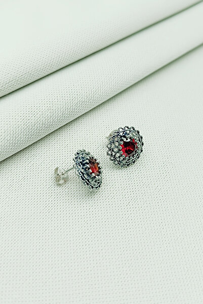 Güzel Gümüşçülük 925 Ayar Gümüş El Işi Mardin Midyat Oksitli Telkari Doğal Taşlı Kadın/kız Küpe