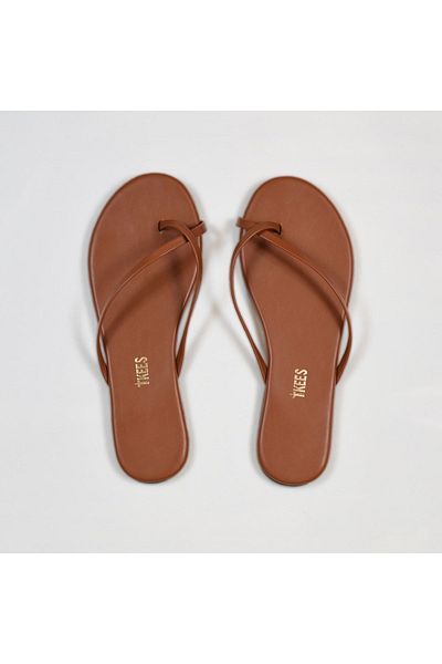 Tkees Women's Tan Cross Stylish Daily Flip Flops