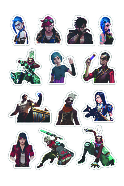 nihonwosekai مجموعة ملصقات لاصقة صغيرة من Lol Arcane Jinx Anime