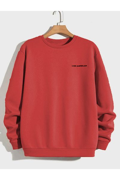 CAST COLLECTİON Unisex Gray Crew Neck Los Angeles Printed Sweatshirt