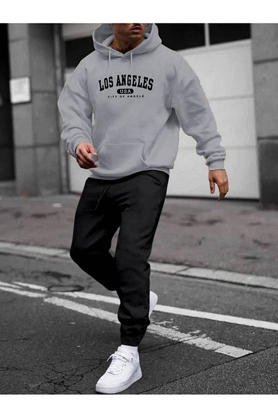 CAST COLLECTİON Σετ ανδρικής φόρμας Grimelange Usa Black Hooded Sweat Μαύρη φόρμα