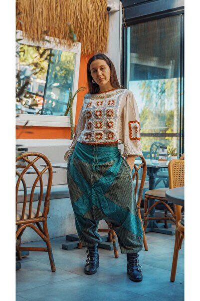 Miss Boheme Tasarım Krem Tığ İşi Kroşe Vintage Bluz