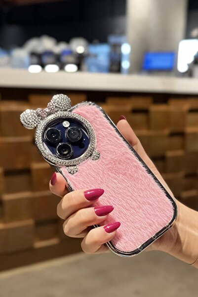 mooodcase iPhone 13 Pro Uyumlu Puffy Tüylü Premium Silikonlu Telefon Kılıfı