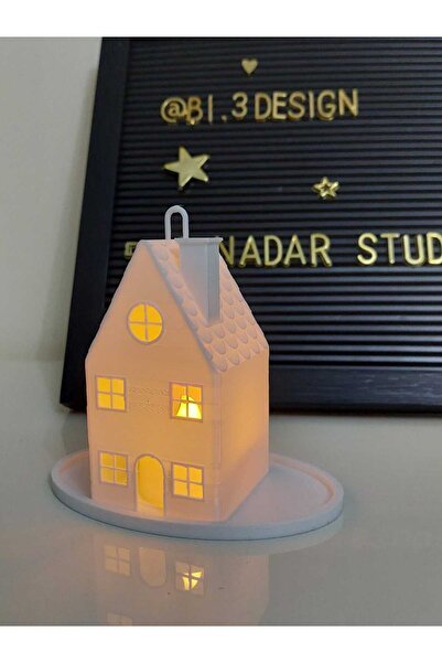 NadarStudio Kış Evi Tealight Mumluk / Tealight Ve Tabanlık Hediyeli