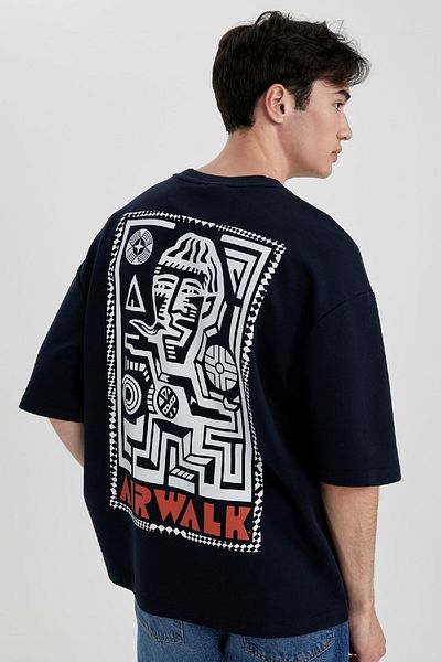 DeFacto Airwalk Loose Fit Crew Neck Back Printed Short Sleeve T-Shirt B1931ax24sp
