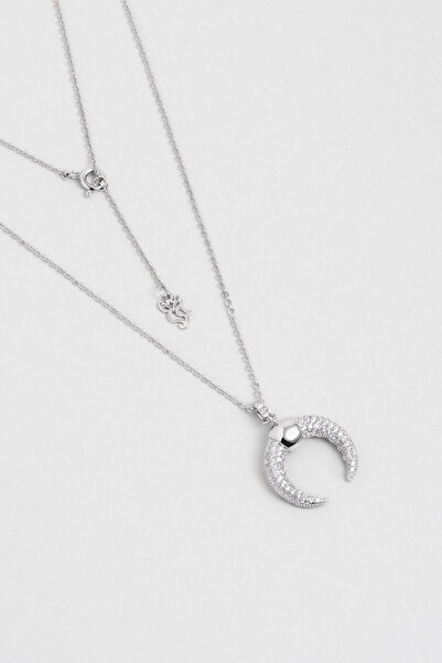 So CHIC... Değişim 18 Ayar Beyaz Altın Kaplama 44 Cm Gümüş Kolye