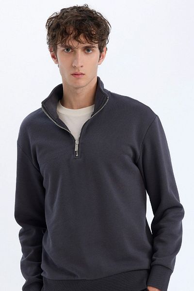 DeFacto Άνετο φούτερ με φερμουάρ γιακά Comfort Regular Fit X7405az24au