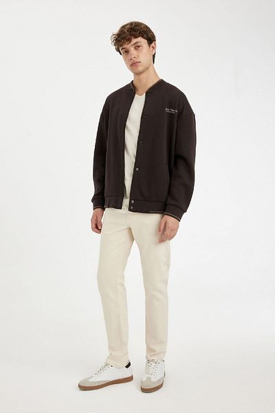DeFacto Ζακέτα Bomber Oversize με στάμπα κολεγιακού γιακά, κλείσιμο με κούμπωμα, διπλές τσέπες μαλακό φτερό