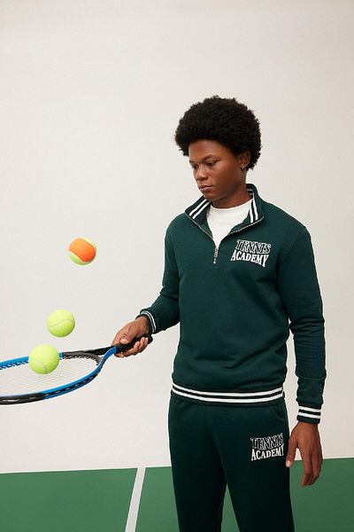 DeFacto Standard Fit Stand Collar Printed Athlete Sweatshirt A9863Ax23Wn