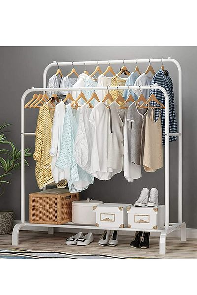 ALMUFARREJ Clothes Organizer And Coated Metal White Black 115x50x150cm