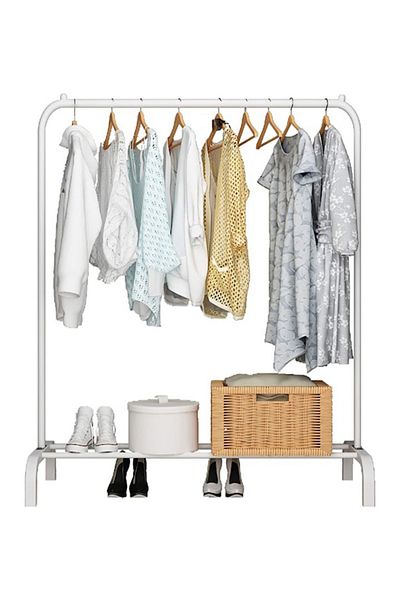ALMUFARREJ Clothes Organizer And Holder Metal Stand White 110X40X150cm