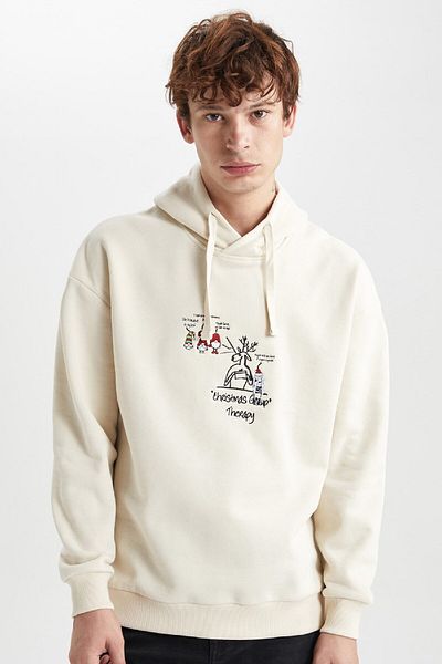 DeFacto New Year's Themed - Comfortable Fit Hooded Sweatshirt A9202Ax23Wn