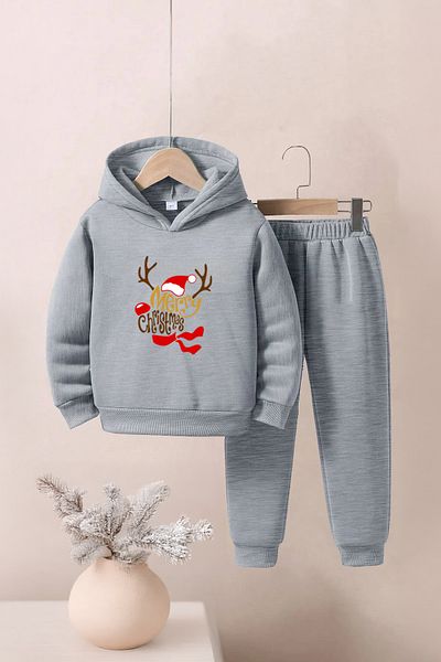 Lazy Koala New Year Christmas Printed Unisex Bottom-Top Kids Tracksuit Set