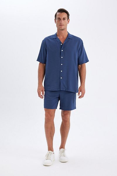 DeFacto Relax Fit Basic Solid Kurzarmhemd mit Polokragen C8157ax24sm