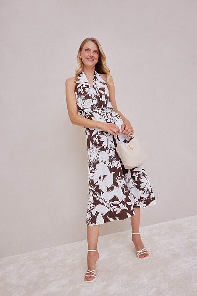 DeFacto Ärmelloses Midikleid mit Leinenmix-Muster – C9578ax24sm