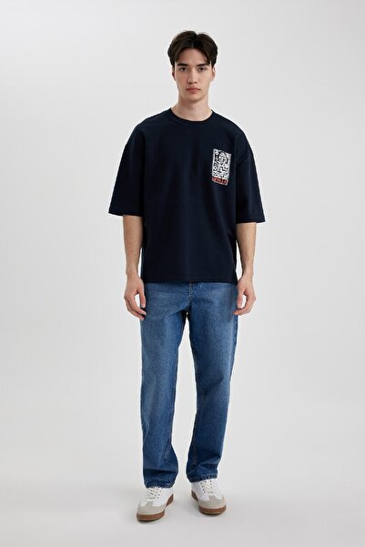 DeFacto Airwalk Loose Fit Crew Neck Back Printed Short Sleeve T-Shirt B1931ax24sp