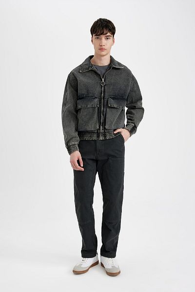 DeFacto Relax Fit Zippered Pocket Jean Jacket C6084Ax24Sp