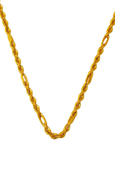 Bilezikci Ataçlı Burgulu Halat Zincir Altın Kolye 60 cm.