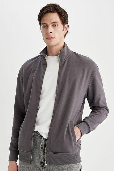 DeFacto Bequemes Stehkragen-Sweatshirt mit Reißverschluss und normaler Passform – A5276ax24sp