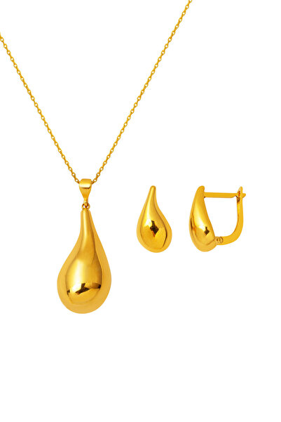 Bilezikci Su Damlası Kolye Küpeli 22 Ayar Spor Set