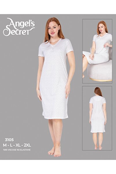 Angels Secret Viskon Büyük Beden Kadın Günlük Çeyizlik Dantel Detaylı Gecelik