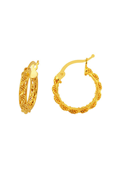 Bilezikci Burgu Zincirli 14 Ayar Altın Halka Küpe