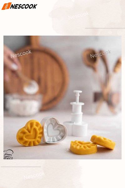nescook Heart Pattern Cutter - Press-On Cookie and Halva Cut