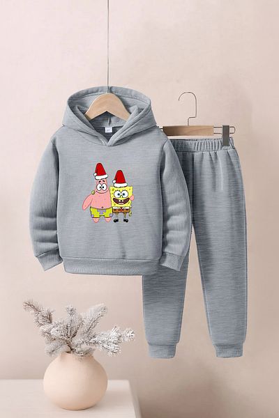 Lazy Koala New Year's Spongebob Printed Unisex Bottom-Top Kids Tracksuit Set