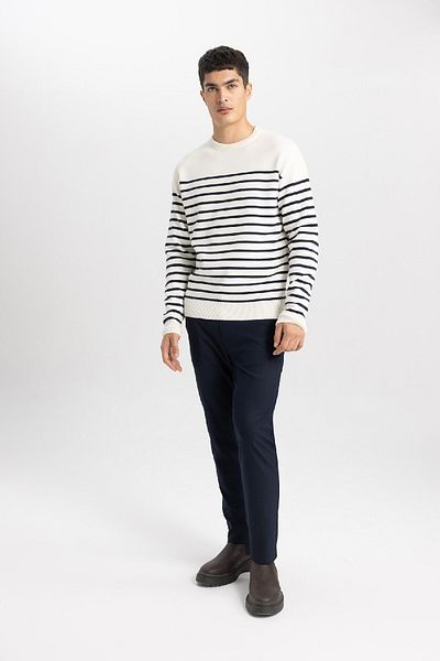 DeFacto Relax Fit Striped Crew Neck Knitwear Sweater A9638Ax24Sp