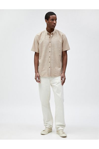 Koton Basic Short Sleeve Shirt Textured Classic Collar Buttoned