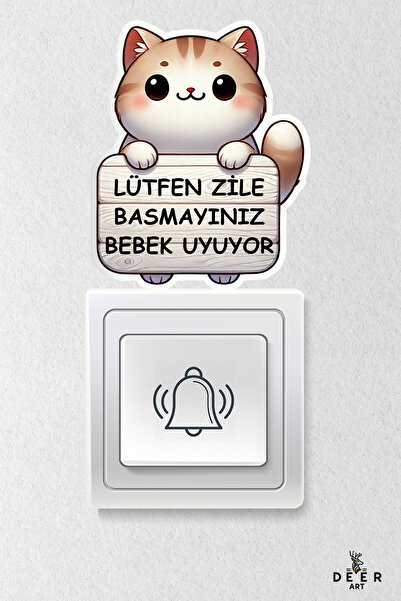 deer art Lütfen Zile Basmayınız - Bebek Uyuyor Kapı Zili Priz Etiket - Seviml...